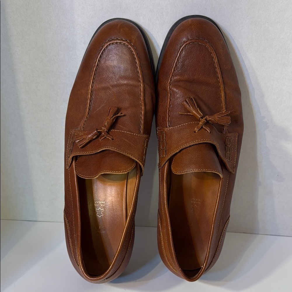 Classic Italian Brown Leather Tassel Loafers